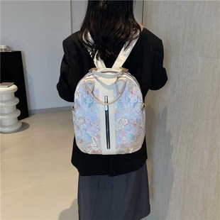 女士背包超轻手提包旅行 高品质国风刺绣双肩包女学生书包2024新款