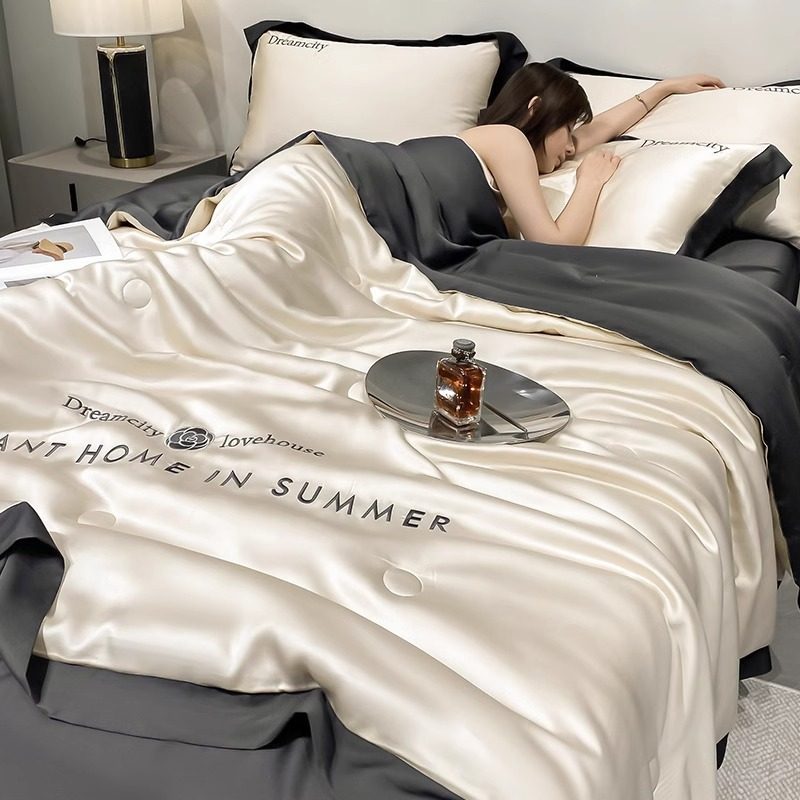 夏季冰丝空调被夏凉被四件套可机水洗夏被单人双人被芯夏天薄被子,床上用品,学生床品套件,淘宝优惠券,粉丝福利购,淘宝优惠卷