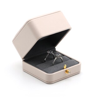 米色PU皮珠宝首饰盒戒指盒对戒盒吊坠项炼盒耳钉盒胸Y针盒手镯盒