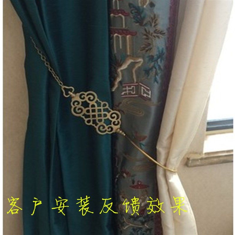中式窗帘挂钩仿古竹帘铜钩古典珠帘钩老式纯铜中国结蚊帐钩铜挂钩