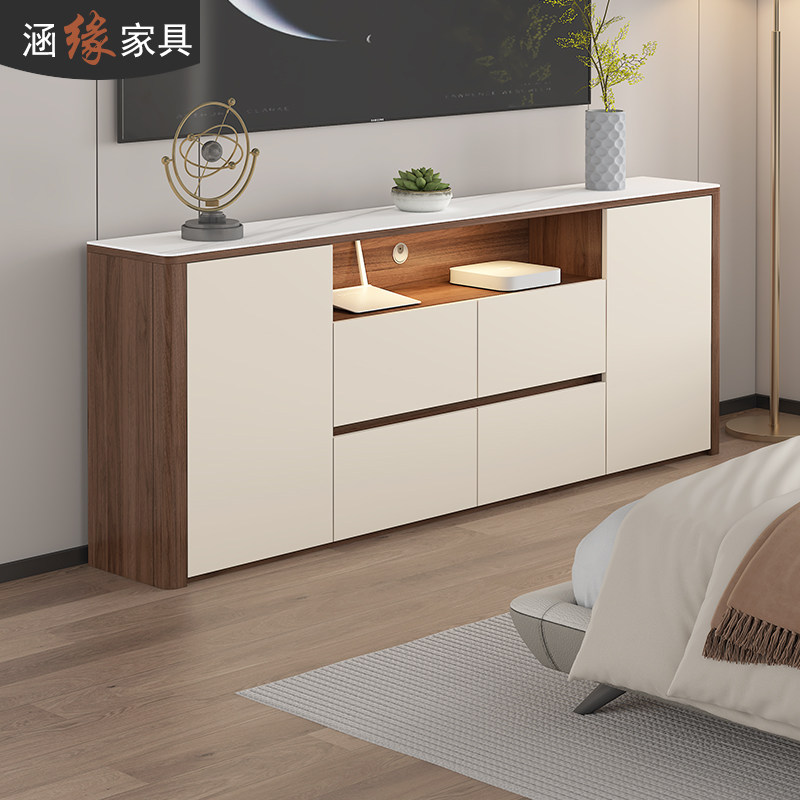 卧室电视柜主卧床尾柜现代简约岩板收纳柜家用落地高款电视机柜子