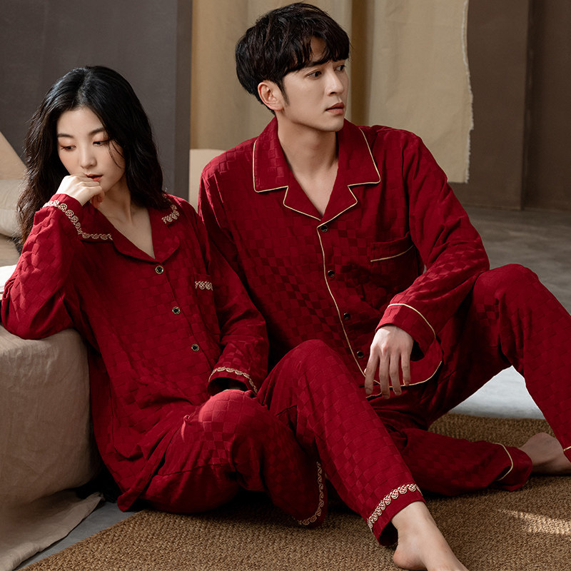 情侣睡衣春秋款长袖开衫红色婚庆家居服男女套装结婚新婚冬季,女士内衣/男士内衣/家居服,睡衣/家居服套装,淘宝优惠券,粉丝福利购,淘宝优惠卷