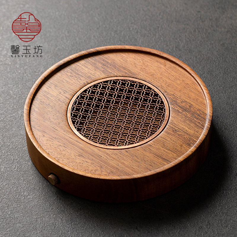 胡桃木茶盘实木壶承干湿双用小型干泡台排水泡茶台圆形养壶垫托盘,餐饮具,茶盘,淘宝优惠券,粉丝福利购,淘宝优惠卷