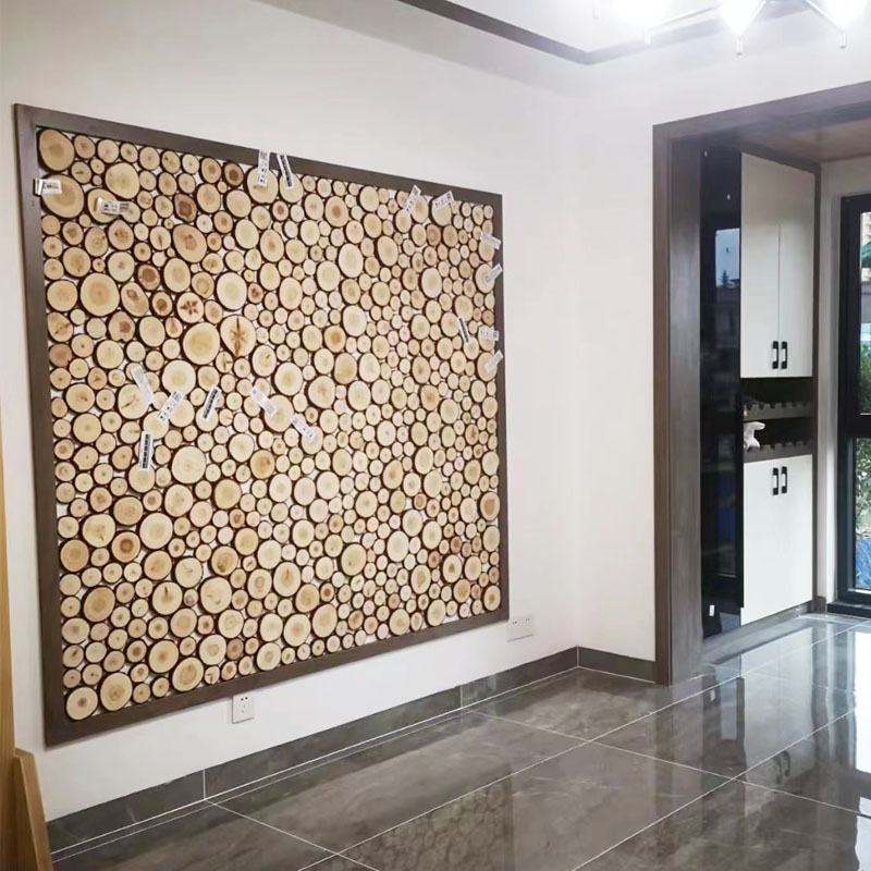原木片电视背景墙diy装饰咖啡厅酒E吧墙壁墙面木头装修材料圆木片