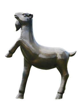 室外摆件大型草地k玻璃钢雕塑模型仿铜山羊草坪园林摆设景观装饰