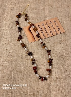 波西米亚复古文艺串珠项链女新中式E小众叠戴木头锁骨链脖颈链配