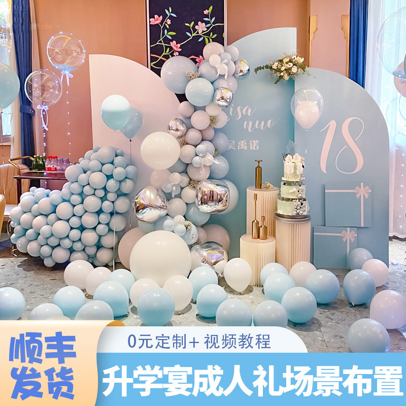 网红生日装饰场景布置18成人礼男士女神3I0岁气球轻奢风背景墙kt