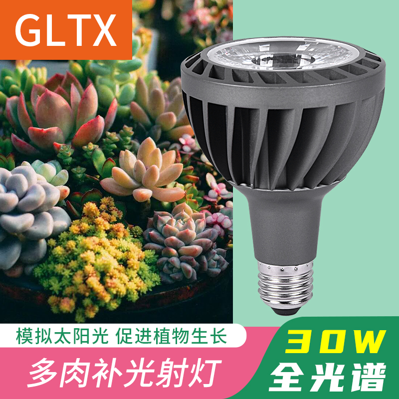 植物补光灯led轨道射灯全光谱仿自然光绿植盆栽多肉块根生长灯30W