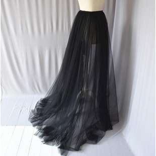 Skirt Waist Black Tulle Overskirt Deetachable Elastic White