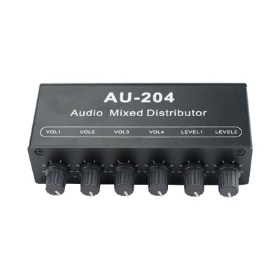 Stereo Mixer audio (2 input 4 output) Push four headphones