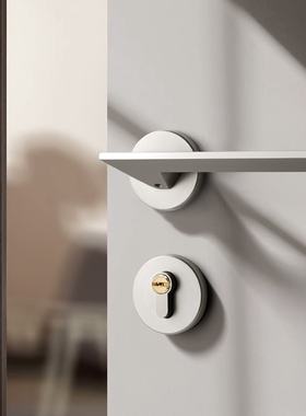 银白色卧室门锁镍拉丝室内房间木门两件式房门锁磁吸静音极简门把