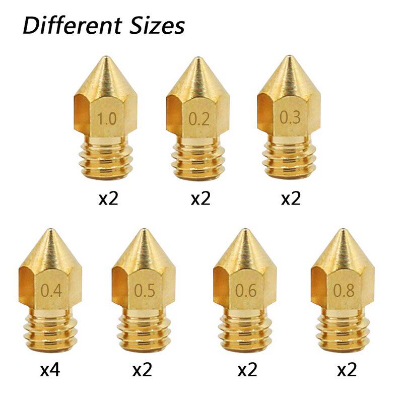 25 PCS 3D Printer MK8 Extruder Nozzle Print Head with 4 DIY