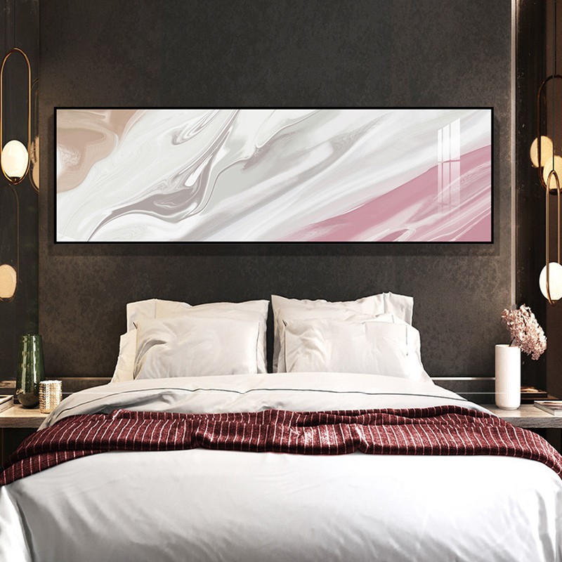 现代简约卧室床头大幅装饰画客厅沙发后背景墙横幅一整幅晶瓷画
