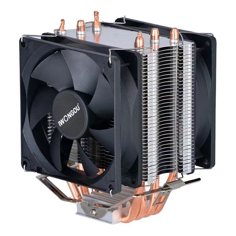 温控CPU散热器纯铜双o四热管静音极风400铜管1700CPU风扇主机风扇