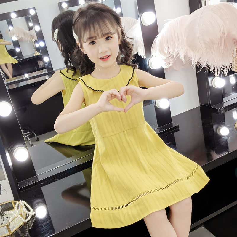韩国女童连衣裙夏装韩版网红洋气儿童无袖公主裙夏季女孩纯棉裙子