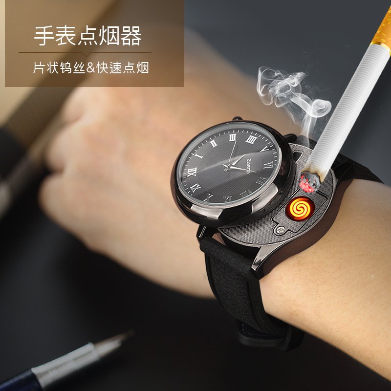 推荐Men USB Charging Cigarette Lighter Watch Flameless Windp ZIPPO/瑞士军刀/眼镜 充气打火机 原图主图