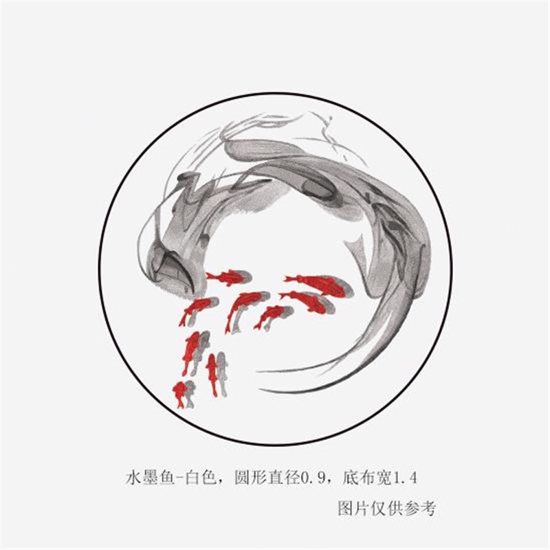 言绣圆形独绣刺绣墙布框画玄关水墨鱼客厅壁画独秀壁布新品