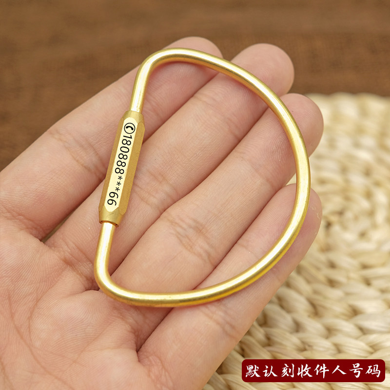 小众高货黄铜北欧简约金属钥匙圈水滴U型环防丢钥匙扣汽车黄铜D型