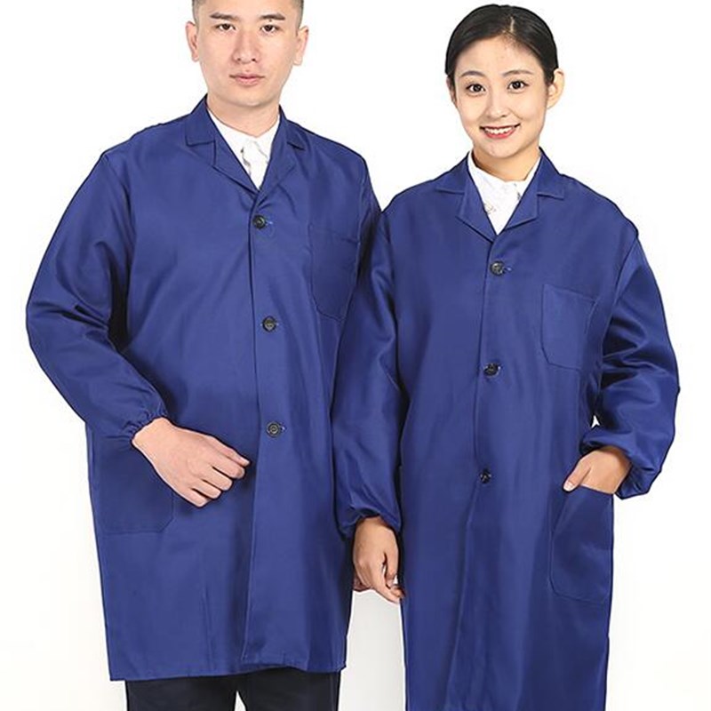 现货蓝大褂工作服男女连体衣大褂加肥装卸防尘劳保服罩衣长袖工装