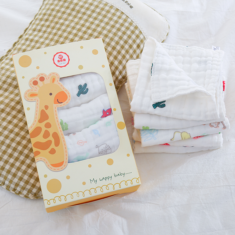 婴儿纯棉纱布毛巾宝宝口水v巾新生儿洗澡洗脸巾超柔小方巾小手帕