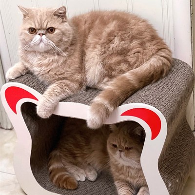 现货大号猫抓板猫窝纸箱磨爪器耐磨不掉屑电视机磨爪板中空猫抓柱