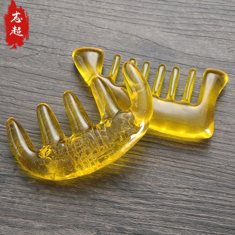 蜜蜡按摩梳 琥珀梳头按摩梳子 琥珀梳穴位刮痧板工艺梳子按摩梳