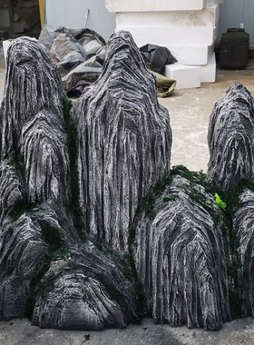 仿真泡沫假山雕塑绿植庭院假山微景观石头青苔造景园林艺术道具