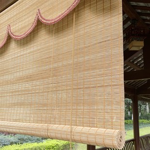 竹帘子卷帘窗帘百叶窗手拉式升降日式客厅阳台防T晒隔热隔断挂钩