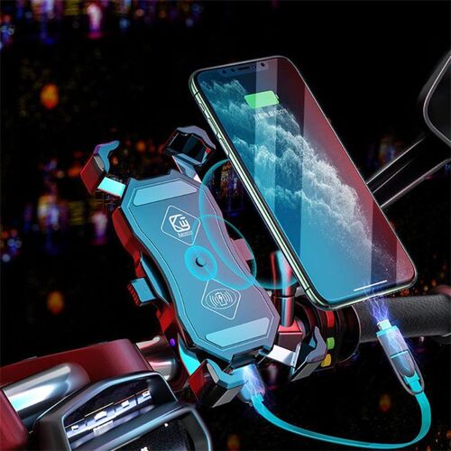 12V Motorcycle QC3.0 SB Qi Wireless Charger Mount Holder Sta