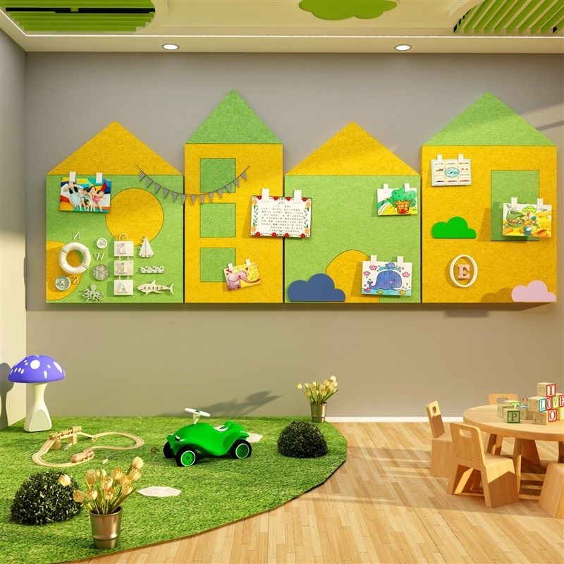 幼儿园墙面装饰楼梯走廊大厅环创主题成品展示板文化毛毡贴画设计,家居饰品,文化墙贴,淘宝优惠券,粉丝福利购,淘宝优惠卷