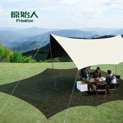 黑胶天幕帐篷户外露营网红x野营遮阳棚野餐桌椅防晒八角蝶形