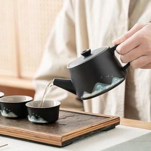 I6F9陶瓷茶壶单个泡茶家用功夫茶具黑陶小茶壶一人用办公室泡茶壶