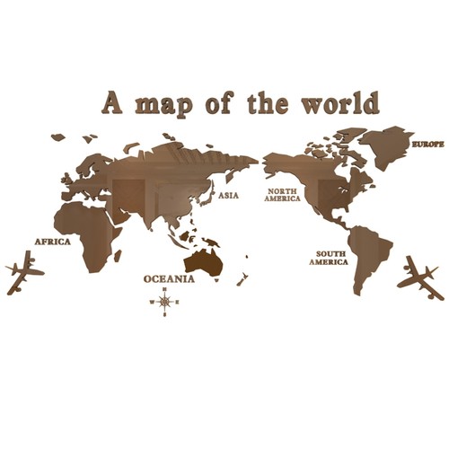 客餐桌厅装饰品沙发世界地图3d立体壁画电视上方背景墙面挂件贴纸