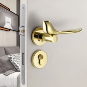 金色门锁室内卧室北欧磁吸静音分体门锁房间门家用门把手锁具现货