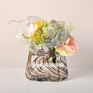 现代轻奢手工琉璃艺术花瓶果盘摆件样板间客厅茶几家用实用装 饰盘