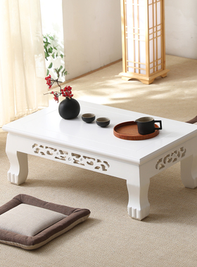 白色榻榻米茶几简约飘窗桌实木炕桌日式地台桌欧式阳台小桌子矮桌