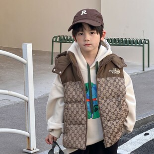 儿童秋冬连帽羽绒马甲宝宝冬季加厚韩版时尚上衣男女童潮外穿上衣