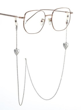 两用眼镜链韩国博主爱心项链高级感银H色编织毛衣链小众设计项链