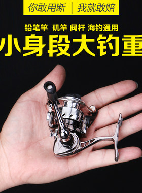 迷你鱼轮小型全金属渔轮纺车轮冰钓筏钓100型路亚钢X笔海竿鱼线轮