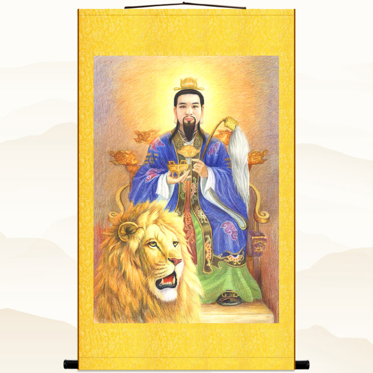 清罡雷祖绢布卷轴挂画 青罡祖师神仙画 复古装饰画丝绸画来图定制