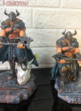 树脂工艺品摆件人牛角骑士笔座笔架桌面酒吧摆饰装饰手机支架摆件