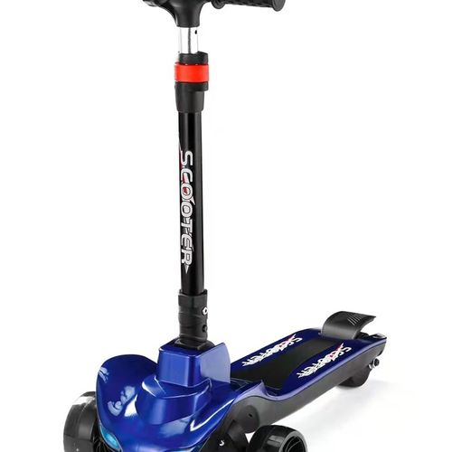 新款儿童电动滑板车黑色代步平衡车小孩可折叠亲子款滑行脚踏车