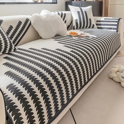 真皮专用坐垫沙发垫轻奢高级感四季通用雪尼尔沙发套罩新款2024防