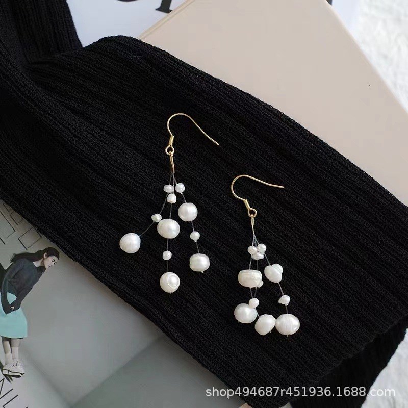 浪漫满天星天然珍珠耳环r温柔气质长款流苏耳线女超仙百搭耳坠女
