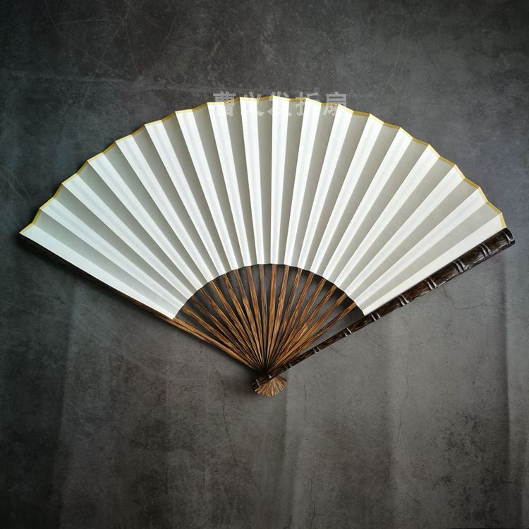 推荐95寸18方老料棕竹全芯大挫节扇骨罗汉竹文玩摺扇复古空白男扇