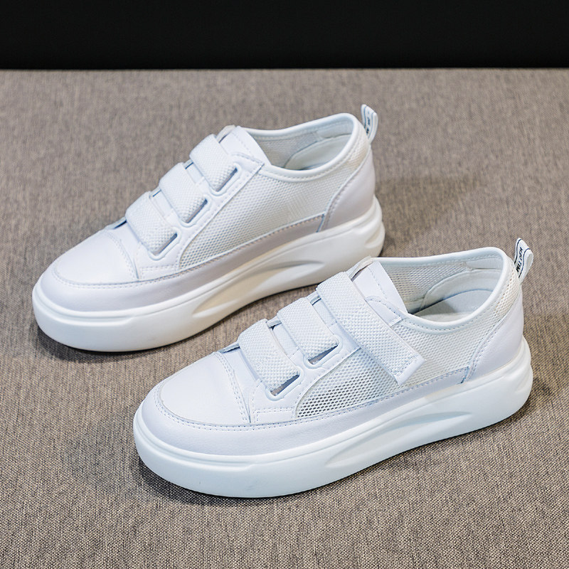 网纱透气休闲鞋女40一43大码小白鞋网面魔术贴夏季百搭平底板鞋41,女鞋,休闲板鞋,淘宝优惠券,粉丝福利购,淘宝优惠卷