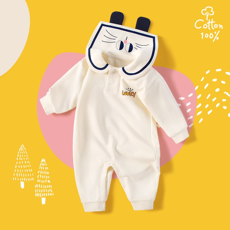 新品婴儿连体衣春季新生儿男女宝宝卫衣哈衣婴幼儿衣服春秋款满月
