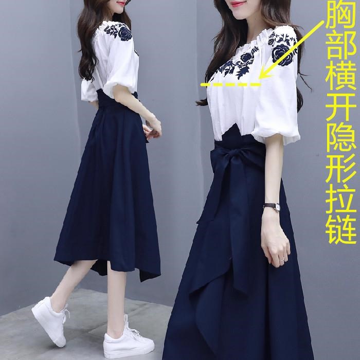 哺乳衣夏季外出连衣裙产后时尚短袖雪纺喂奶裙子辣妈款夏装两件套