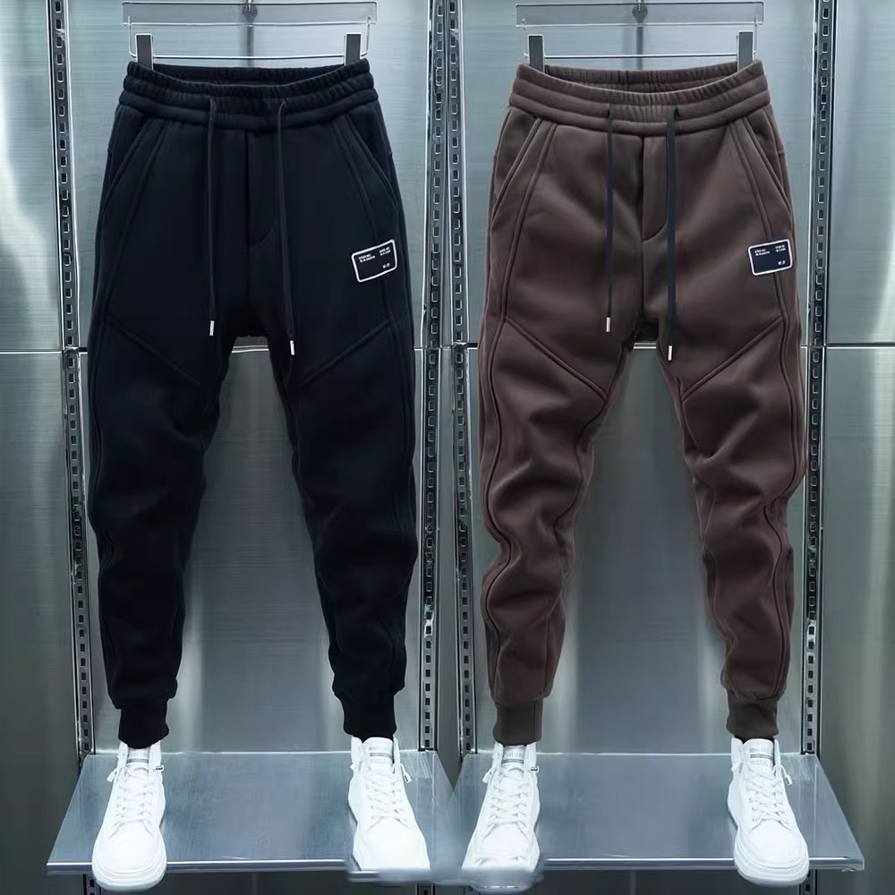 休闲裤男士秋冬季韩版潮流修身加绒加厚小脚哈伦裤子束脚运动厚棉