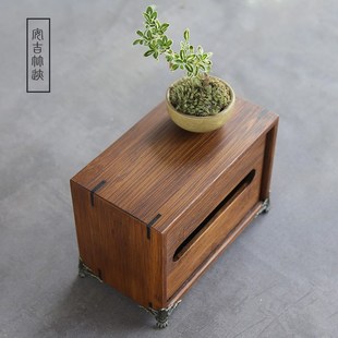 竹制抽纸盒客s厅茶室轻奢纸巾盒实木家用茶桌装 82N新中式 饰摆件收